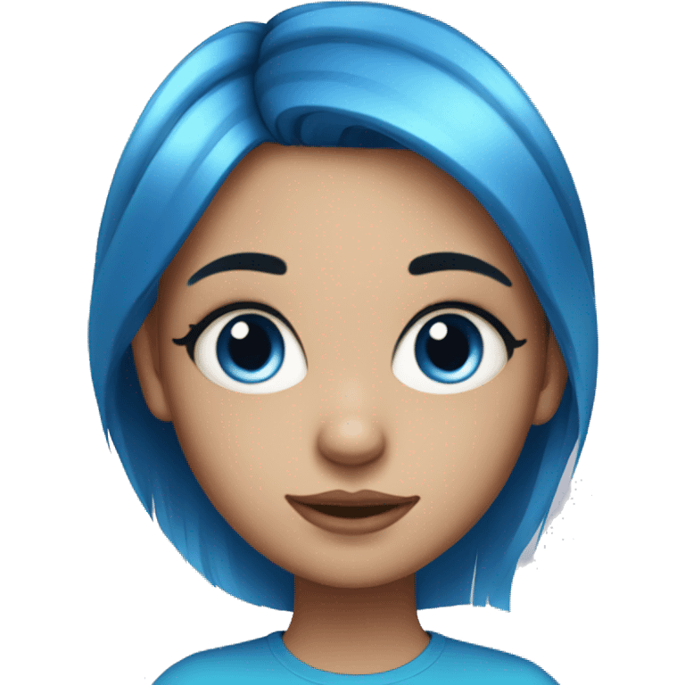 blue hair girl with blue eyes and eyeliner emoji