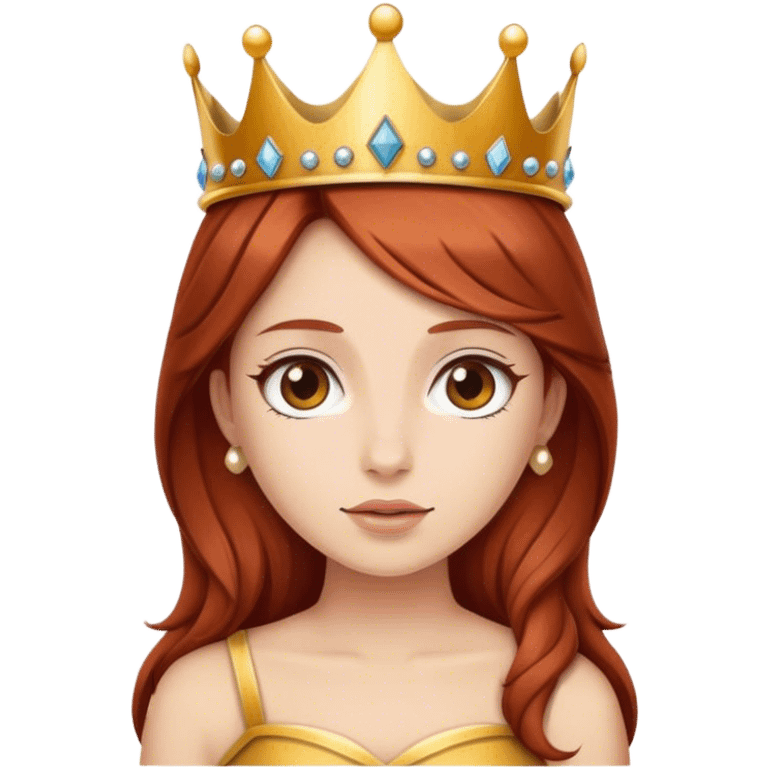 Girl with auburn hair wearing crown  emoji