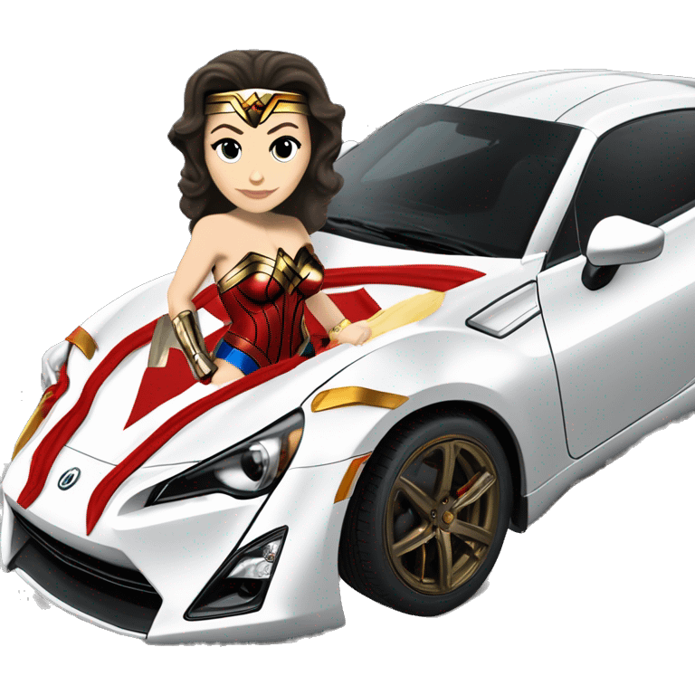 Linda Carter as Wonder Woman Long wheelbase widened Scion FR-S hypercar emoji