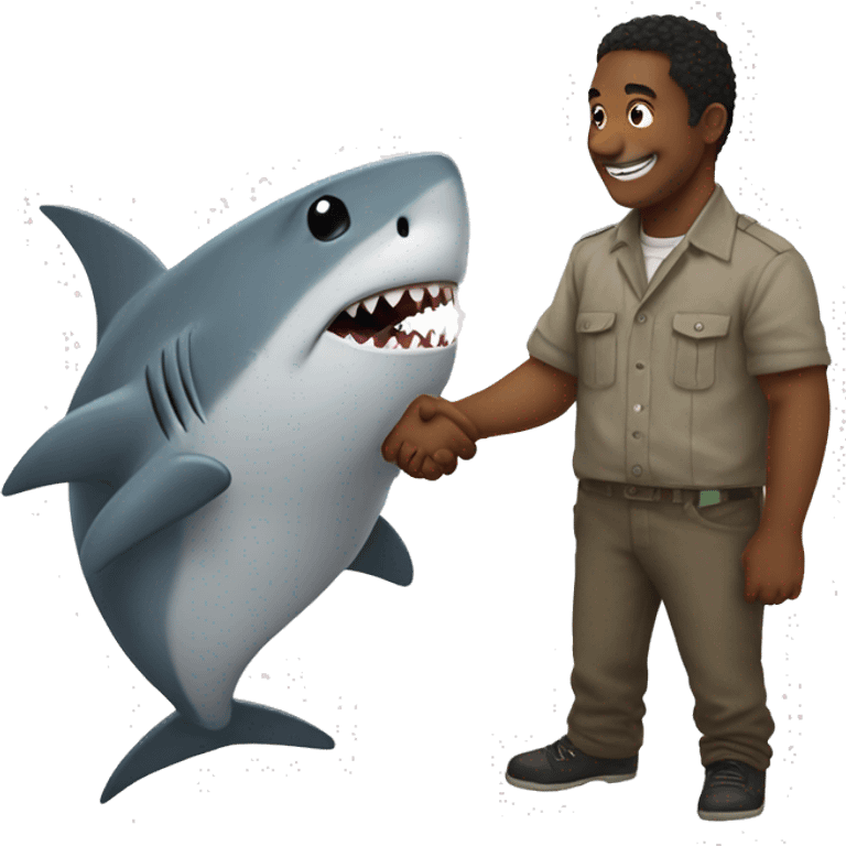 Shark shake hands with rat emoji