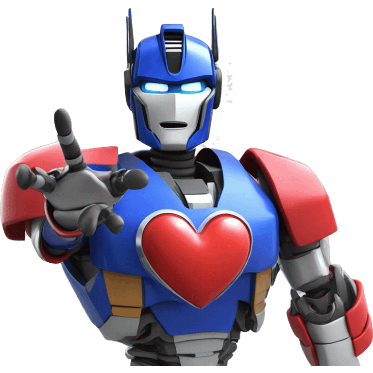 optimus humanoid making heart shape with it's arm emoji