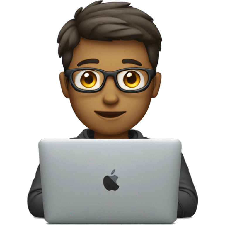 Short haired developer with macbook emoji