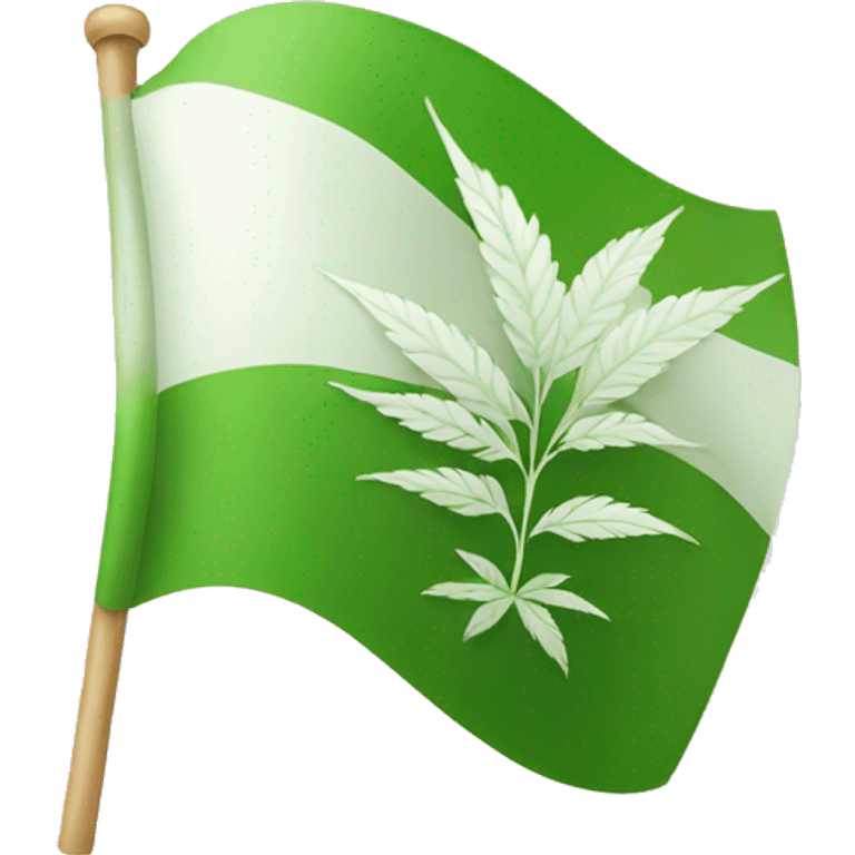 green flag with white weed leaf  emoji