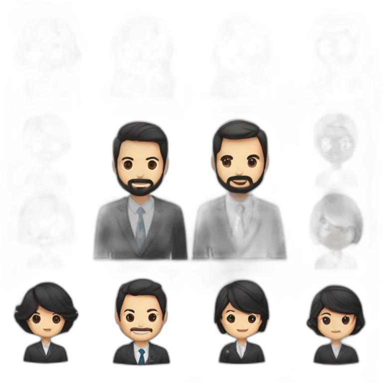 husband age 40 dark hair trimmed beard wearing dark business suit holding bible, wife asian age 40 black long hair wearing nurse uniform, no children emoji