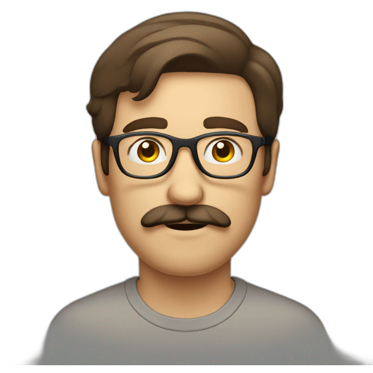 brown haired mustache man with glasses feeling hazy emoji