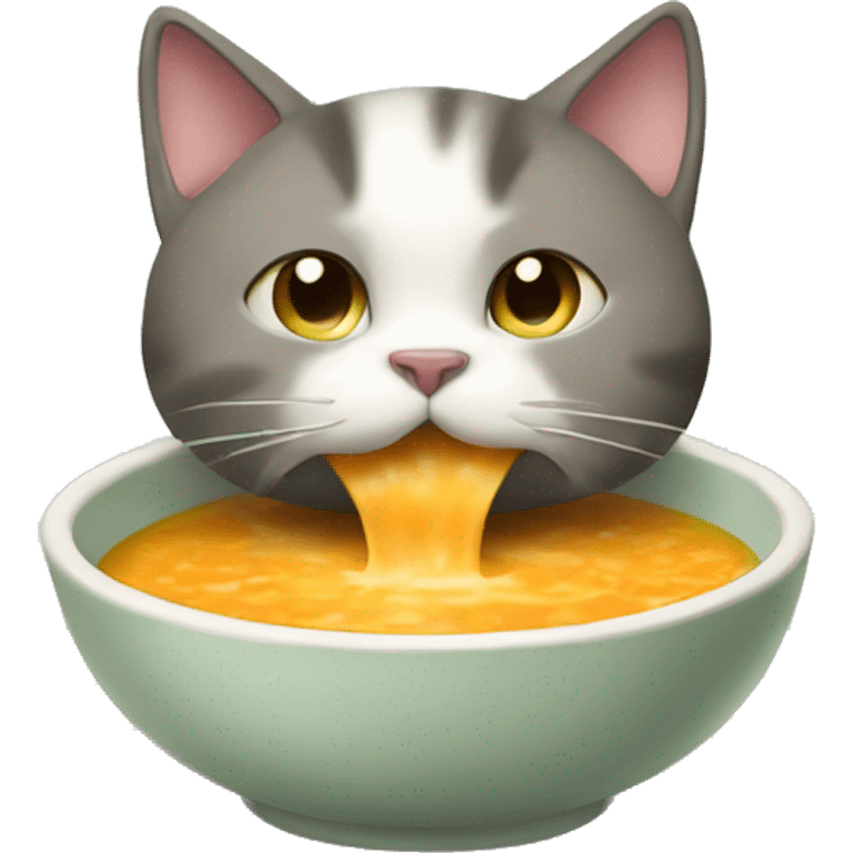 cat eating a big bowl of soup  emoji