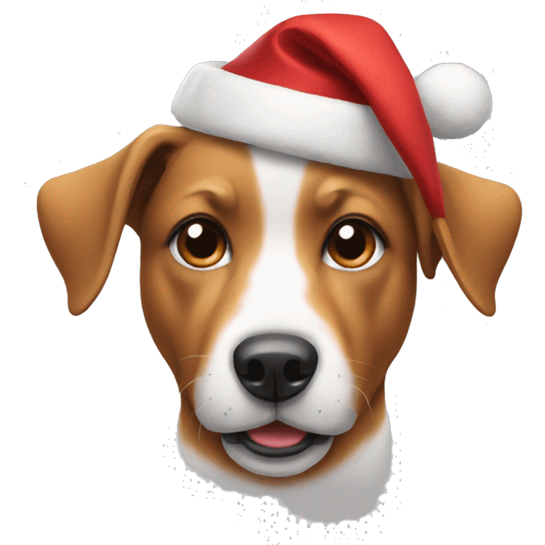 Dog wearing Christmas hat emoji