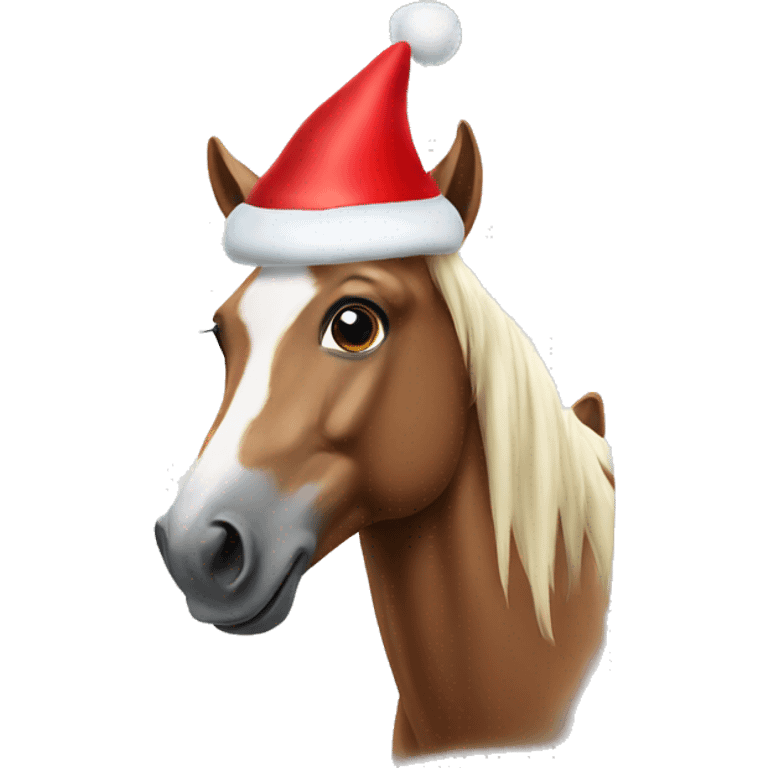 Horse with Christmas hat emoji