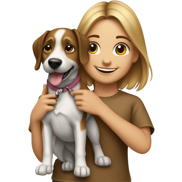 realistic girl with dog emoji