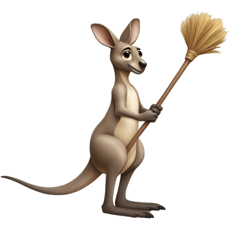 kangaroo riding a broom emoji