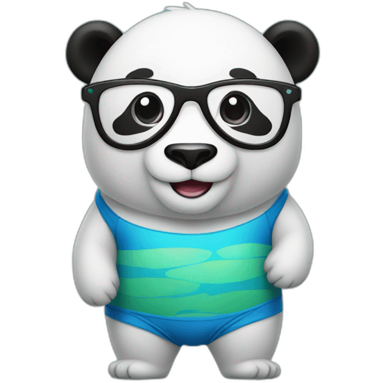 a panda bear in swimming pant and glasses emoji