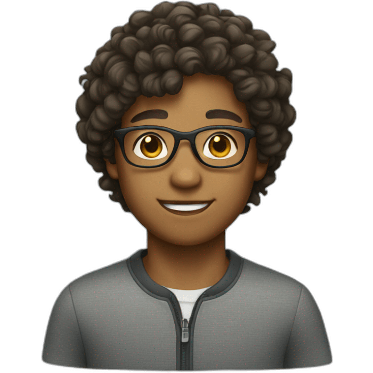 boy with curly hair and glasses emoji