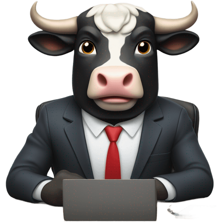 smiling bull wearing suit using computer emoji