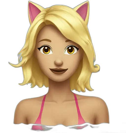 hot catgirl blonde swim suit emoji