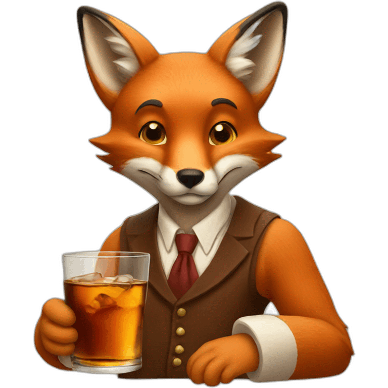 Fox drinking whisky emoji