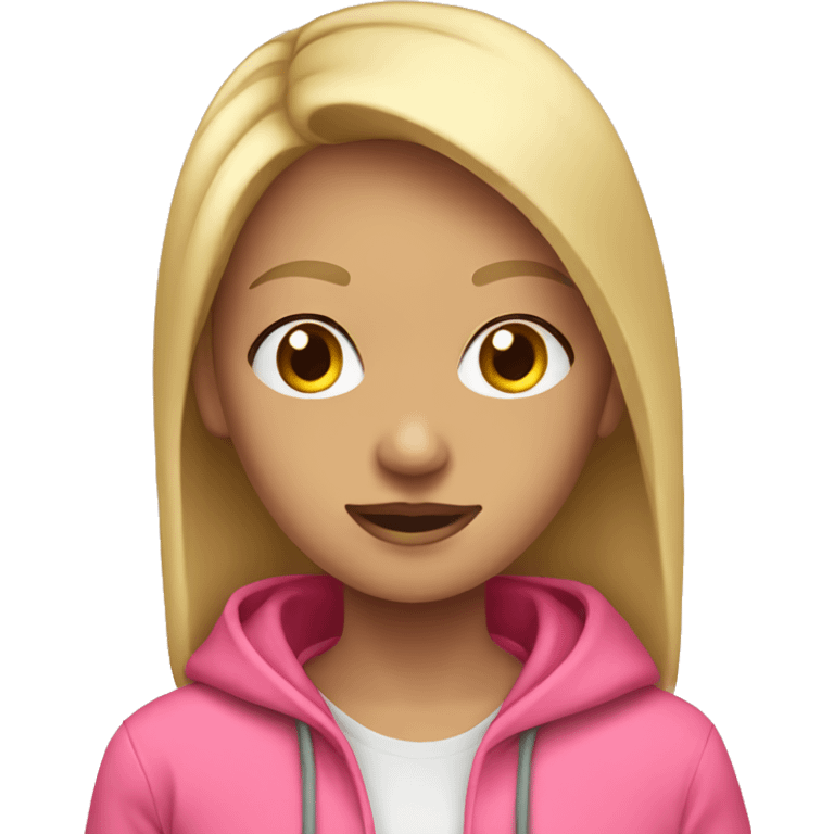 Blonde girl in pink hoodie emoji