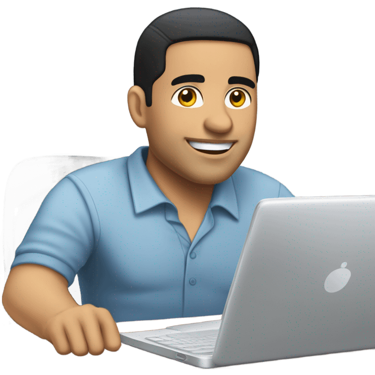 Working at my desk remotely from home balding Hispanic male with black hair and lighter skin emoji