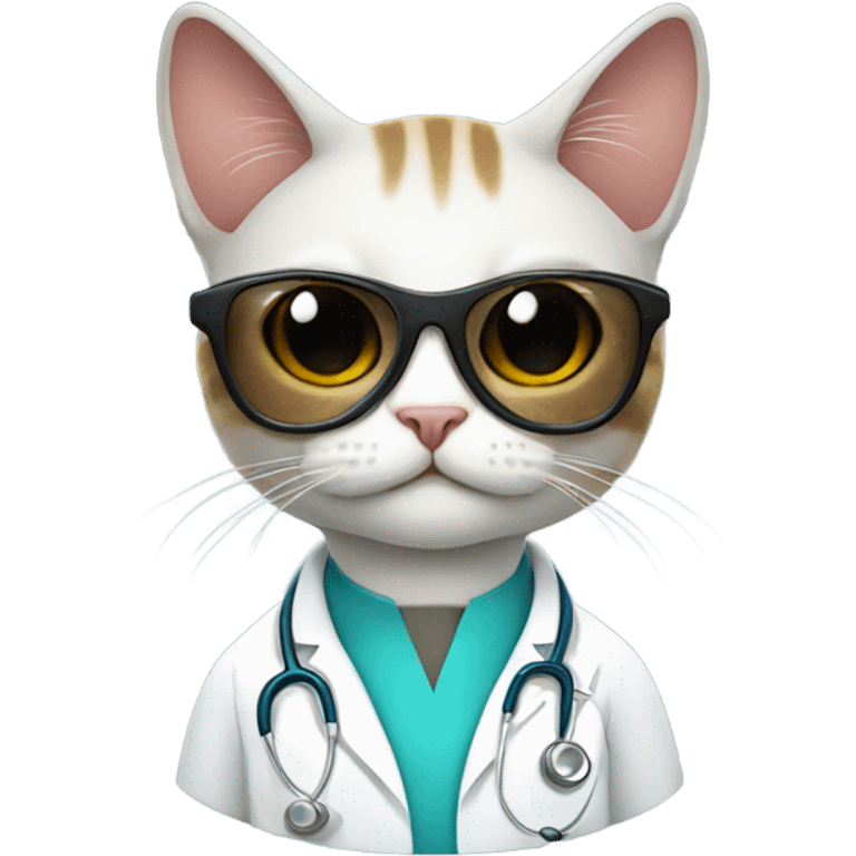 doctor cat wearing black sunglasses emoji