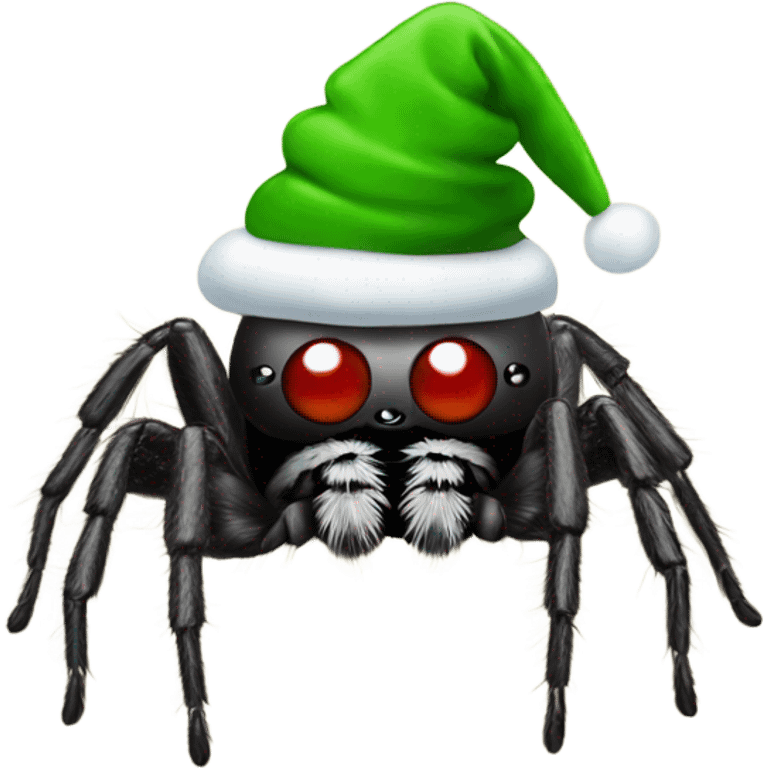 Jumping Spider with Christmas hat emoji