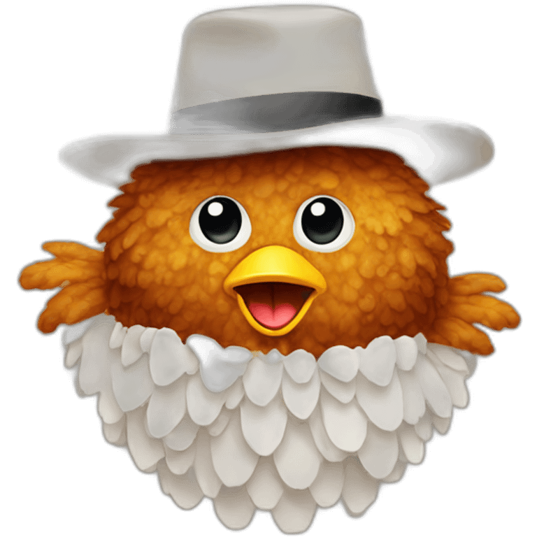 fried chicken wearing hat emoji