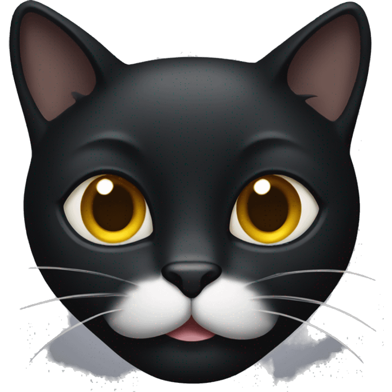 Black cat with white patch corner mouth emoji