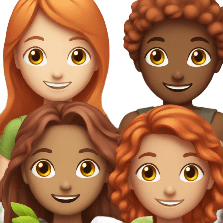 happy red head girls outdoors together emoji