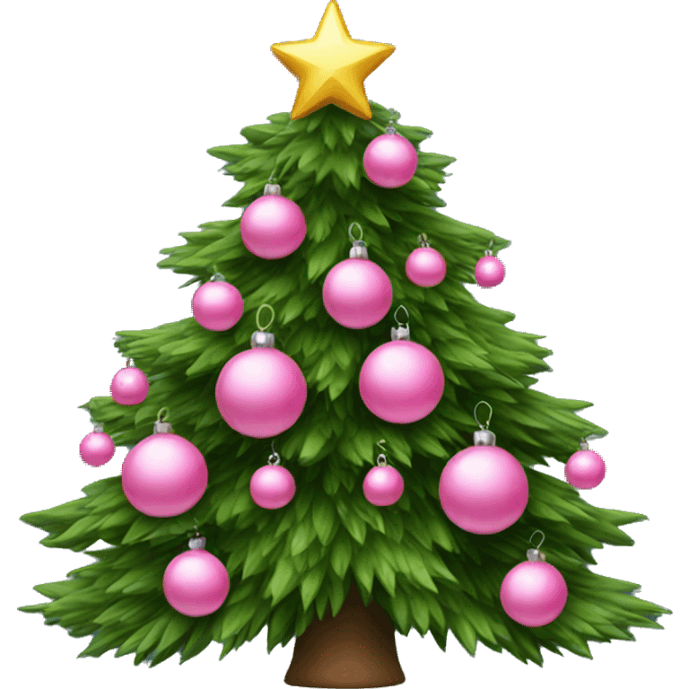 christmas tree with pink ornaments emoji