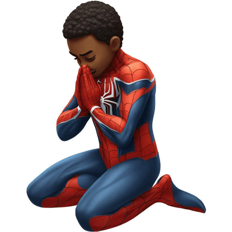 Spider-Man praying on his knees emoji