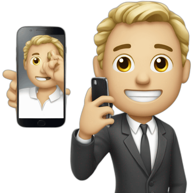 Rich person closing 6000€ deals with his phone emoji