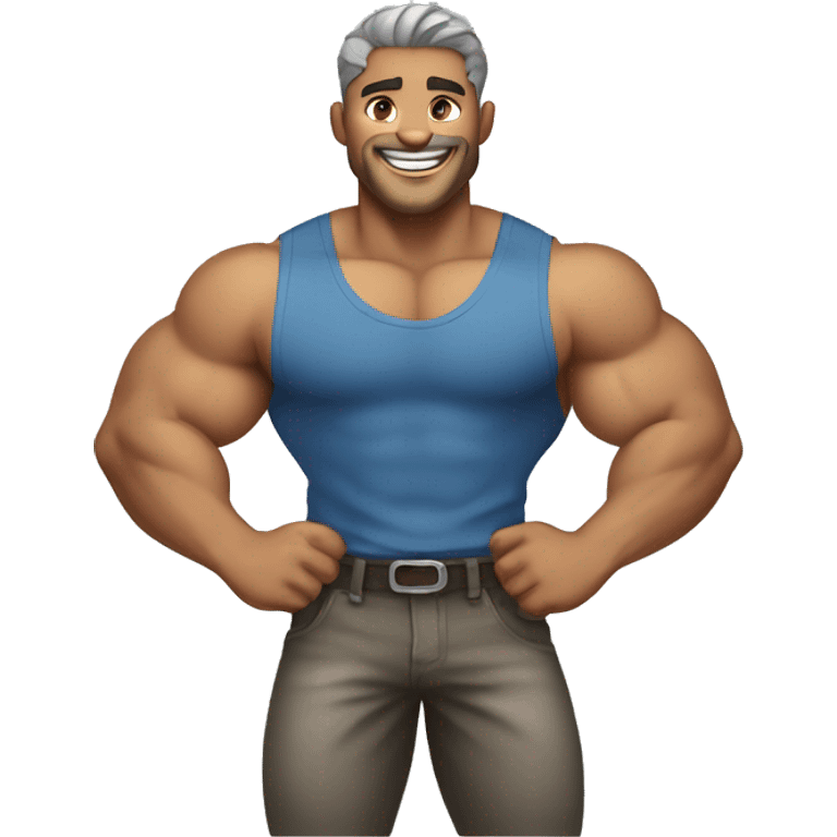 Muscular male with wolf dressing and cute smile emoji