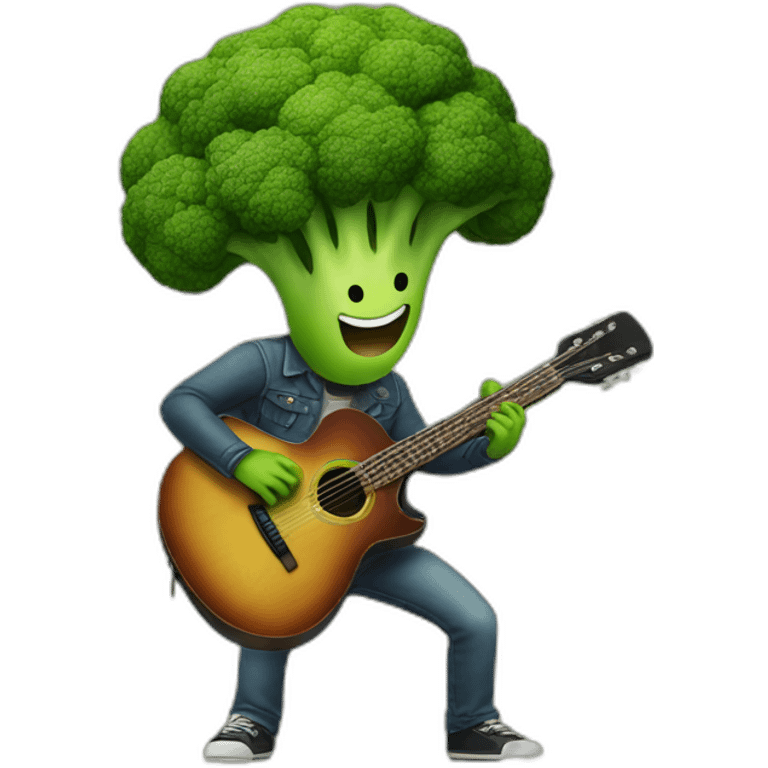 a broccoli playing the guitar emoji