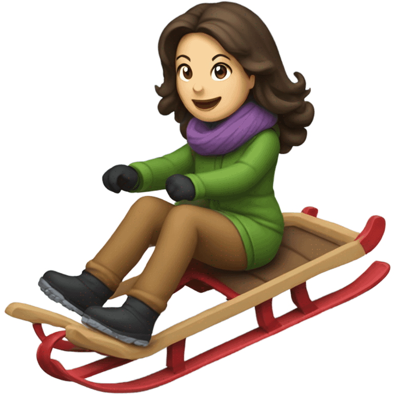 Brunette mom sledding emoji