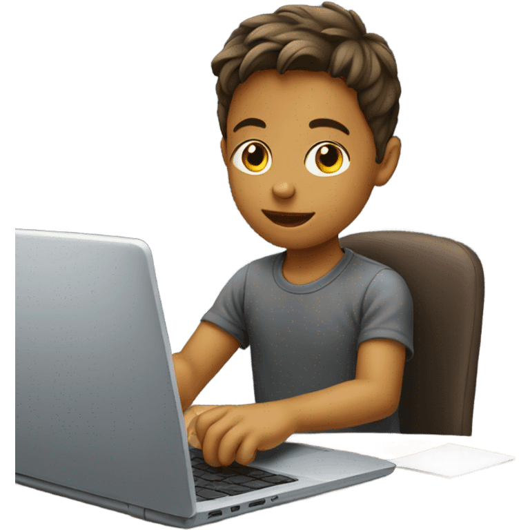 Young boy with computer emoji