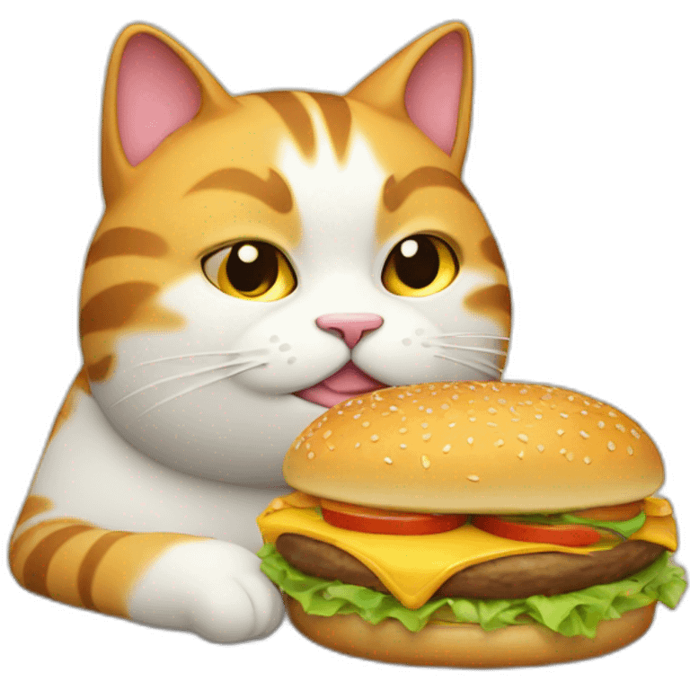 fat cat eating burger emoji