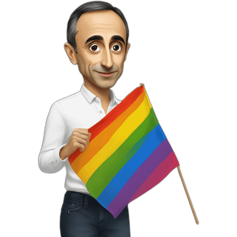 éric zemmour avec un drapeau LGBT emoji