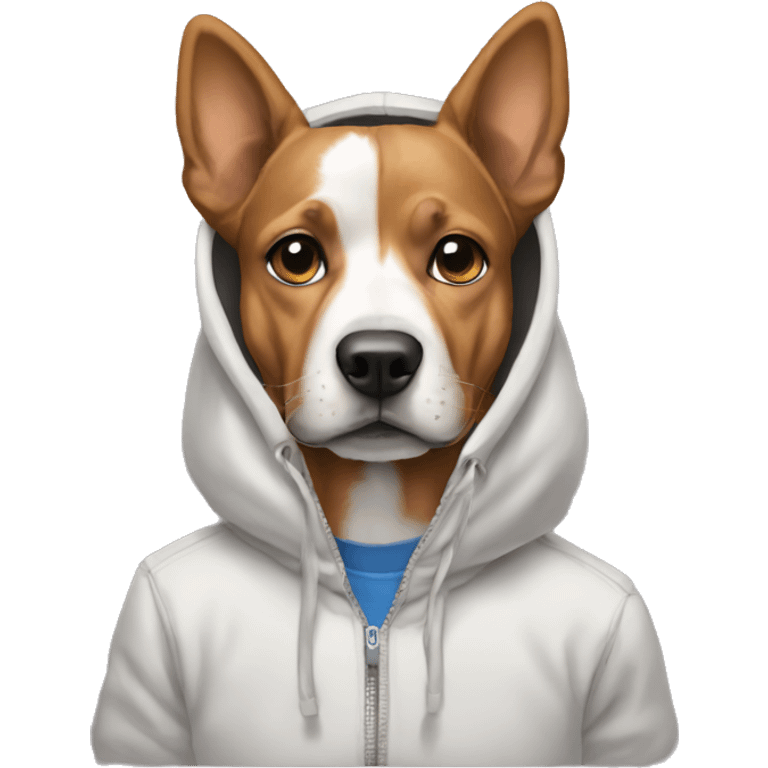 Dog wearing a hoodie and some basketball shoes emoji