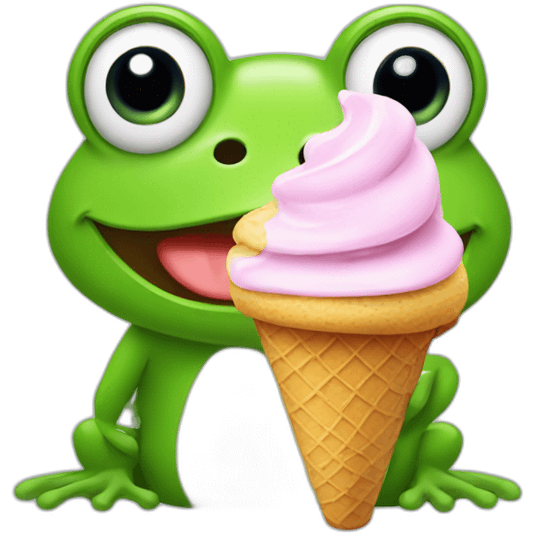 frog with ice cream emoji