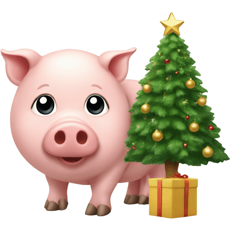 Pig with Christmas tree emoji