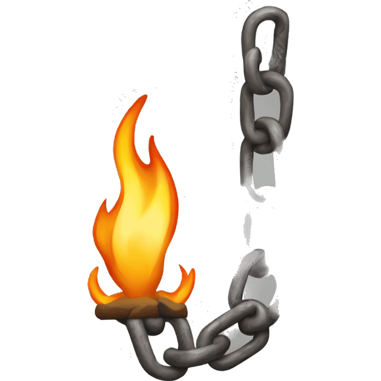 a chain that holds the flame of a fire on a leash emoji