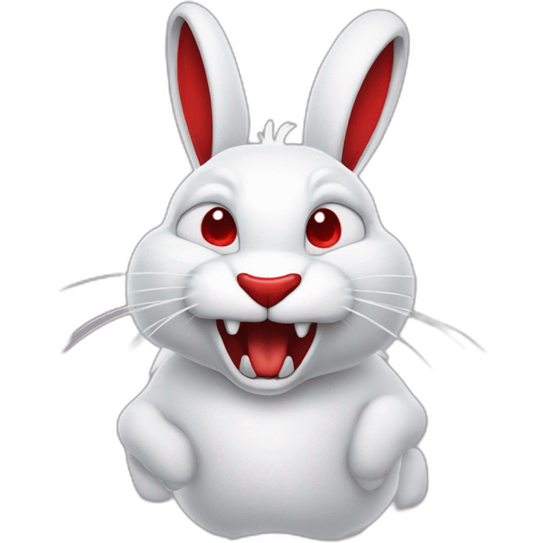 evil white rabbit with sharp fangs with red around mouth emoji