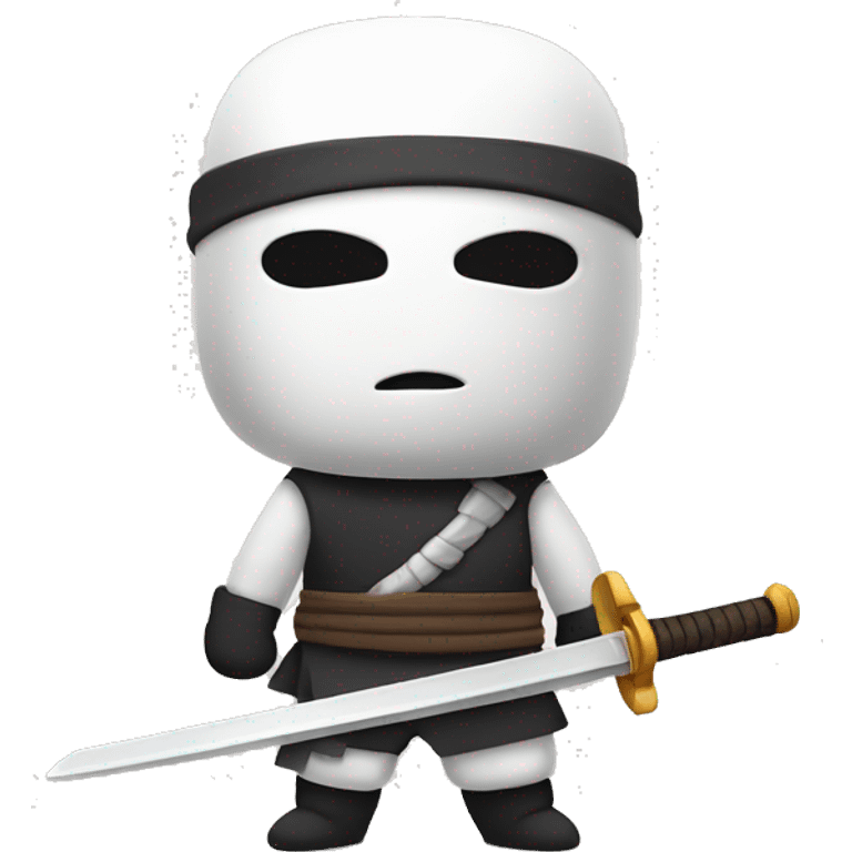 Cool cute marshmellow shaped ninja with sword emoji