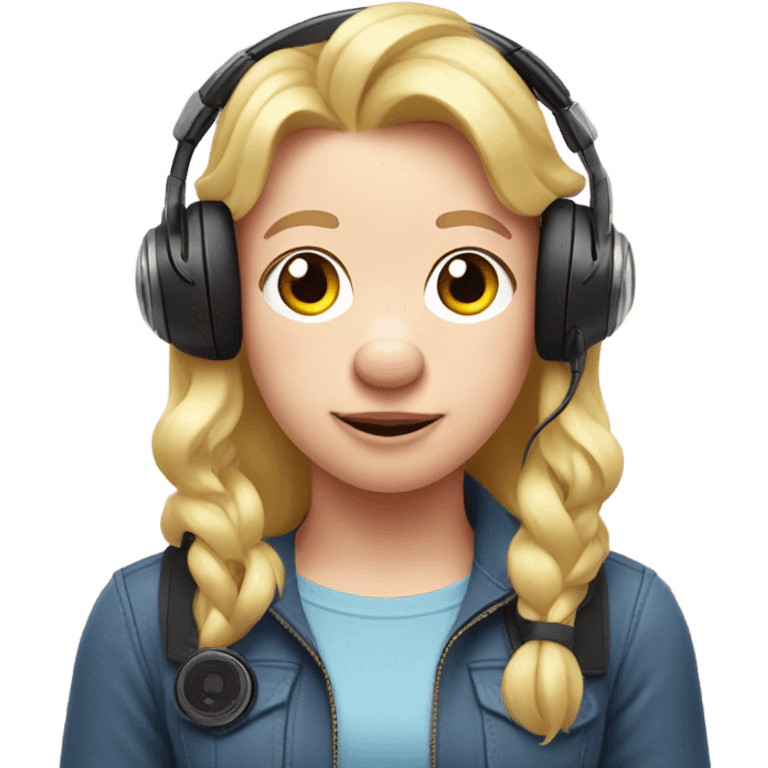 Pig with a gaming headset on and blonde hair  emoji