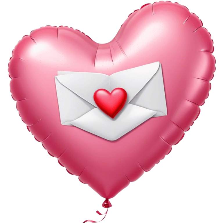 love letter in pink and red metallic heart-shaped balloons emoji