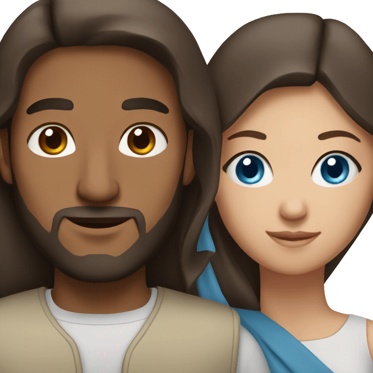 Brown Arab man and woman with blue eyes and brunette hair emoji