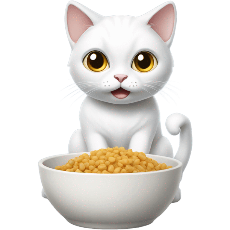 White cat begging to be fed emoji