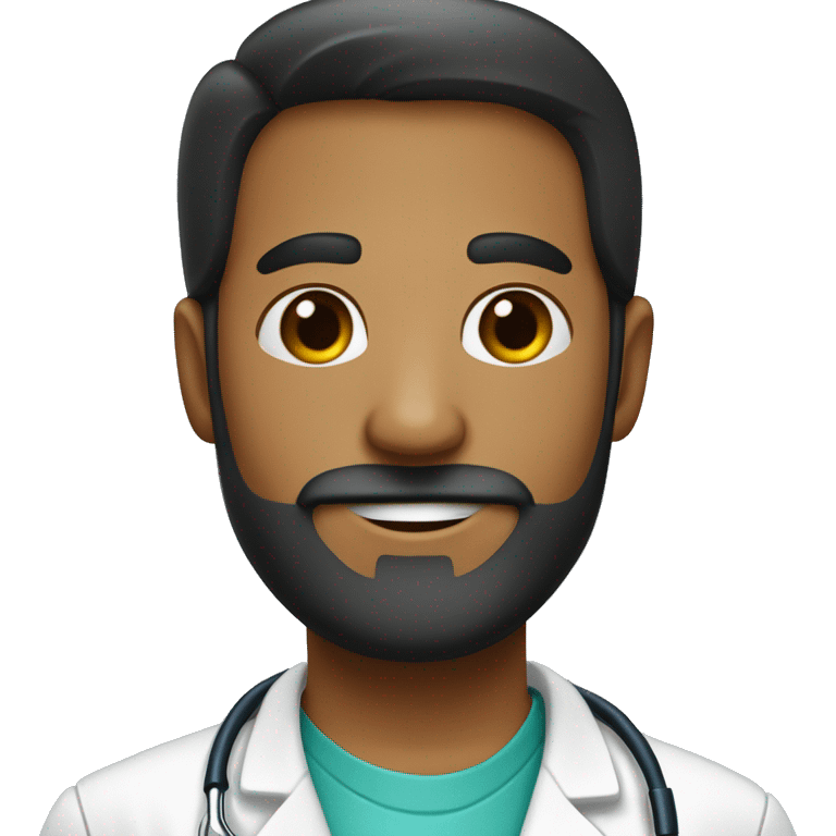 médico 29 anos com barba preta com estetoscopio no pescoço emoji