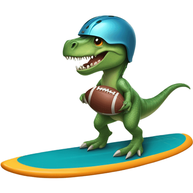 dinosaur on surfboard wearing a football helmet emoji