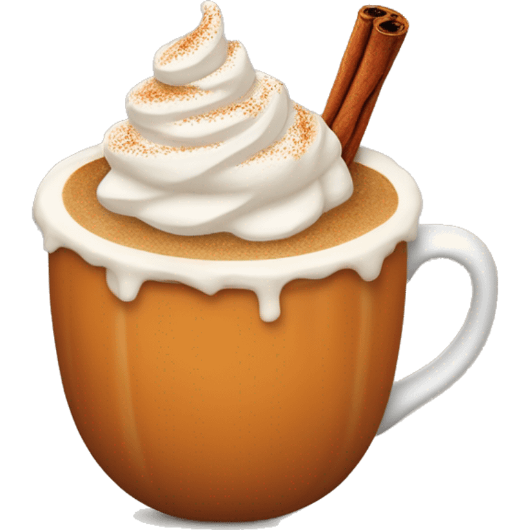 Pumpkin Spice Latte: A warm cup with whipped cream, a sprinkle of cinnamon, and a cinnamon stick on top. emoji