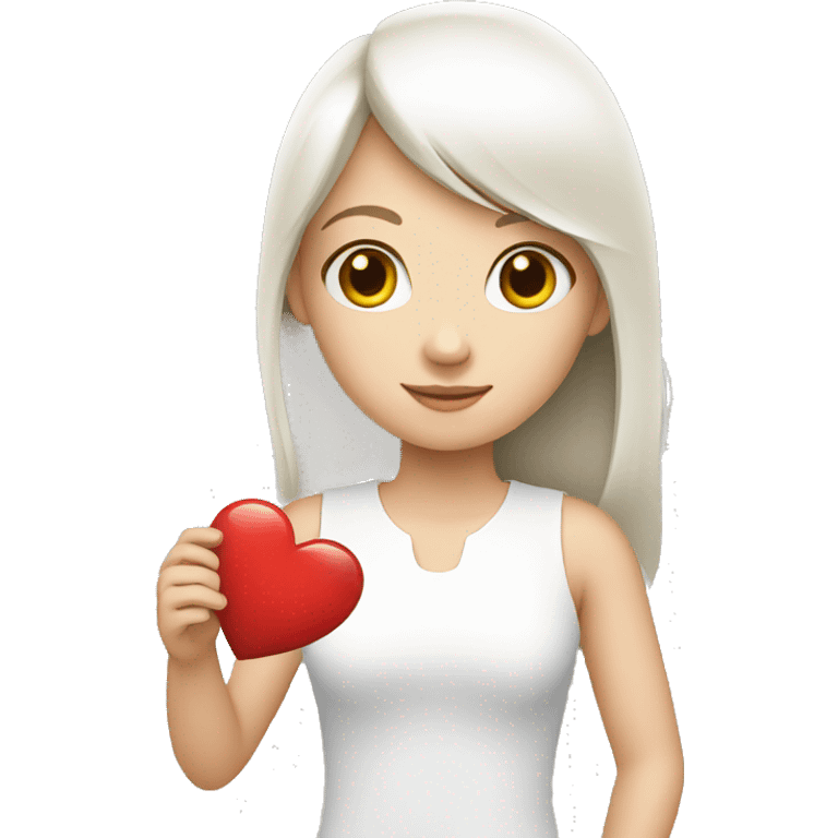 Girl white with heart in your hand  emoji