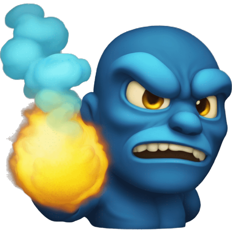 Demonio azul soltando humo emoji